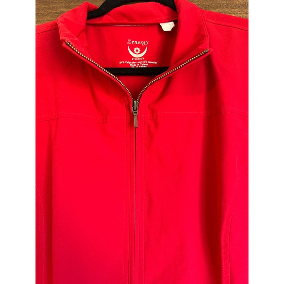 Zenergy by Chicos Red Zip Up Jacket 3/4 Sleeve Pockets Size 3 - Picture 6 of 12